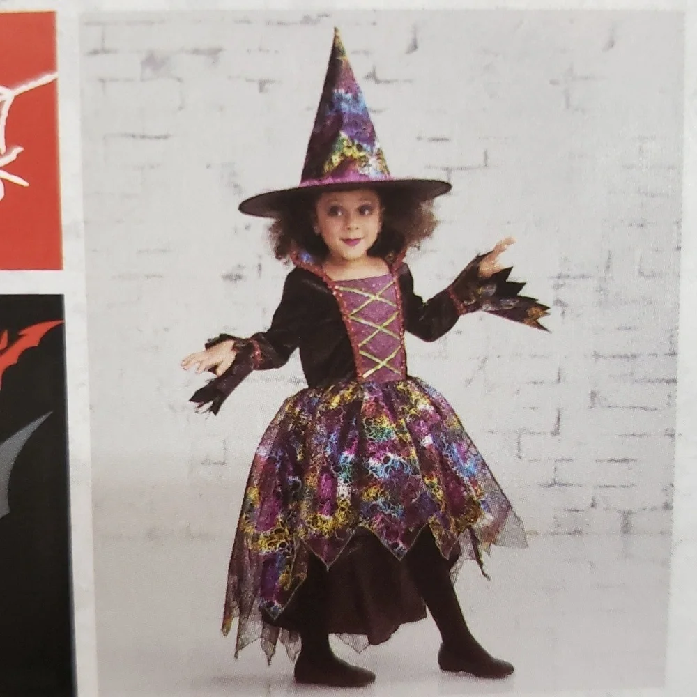 Hallow's Eve NWT Witch Costume with Matching Hat, Girls 4